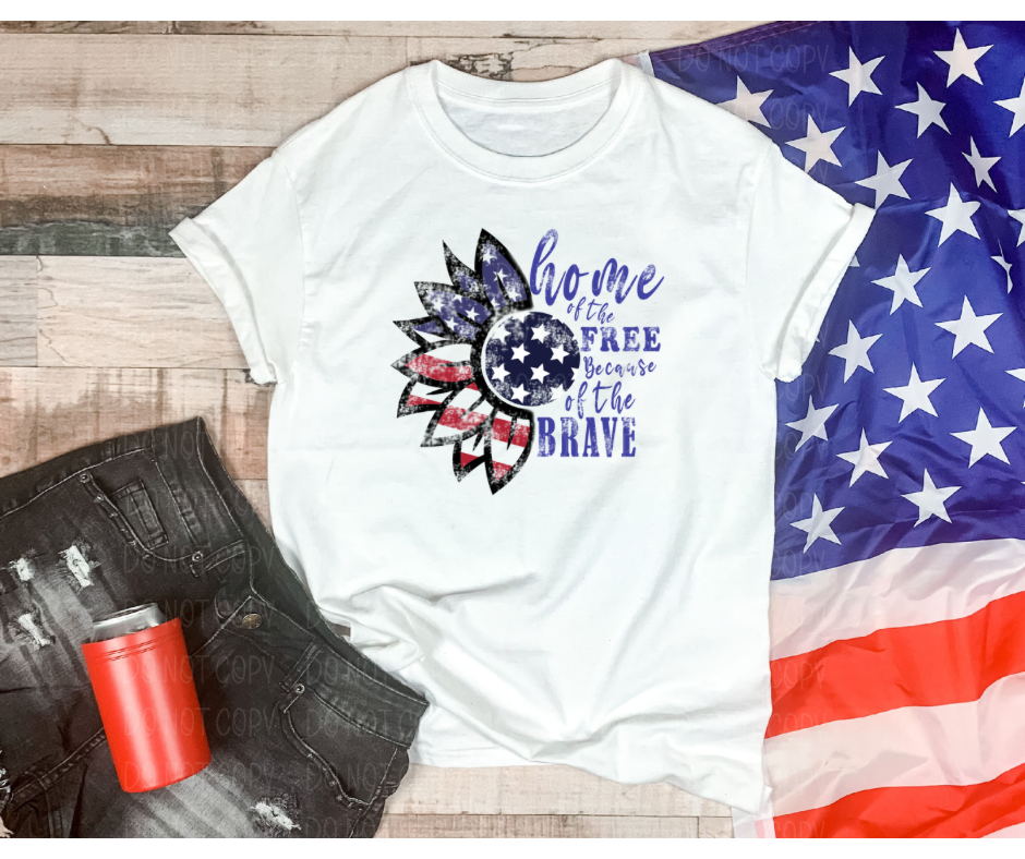 Patriotic Sunflower Home of the Free Because of the Brave *DREAM TRANSFER* DTF