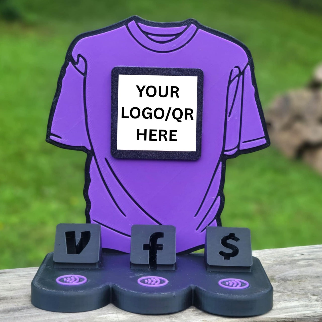 T-Shirt Social Media and Payment Stand - Tap to go to Business Info *Custom to fit your brand*