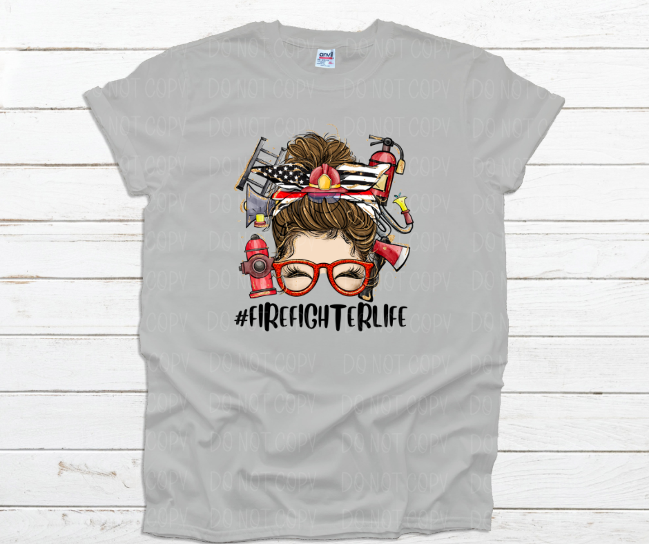 Brunette Firefighter Life messy bun *DREAM TRANSFER* DTF