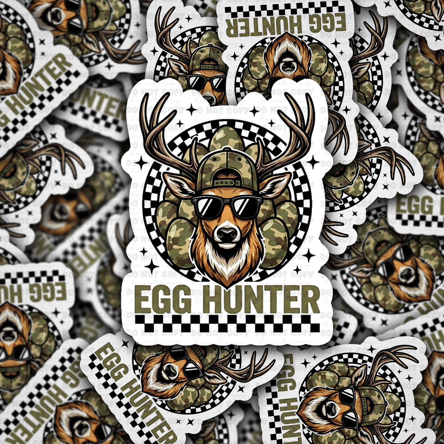 DS - 2661 Egg hunter deer Die Cut sticker