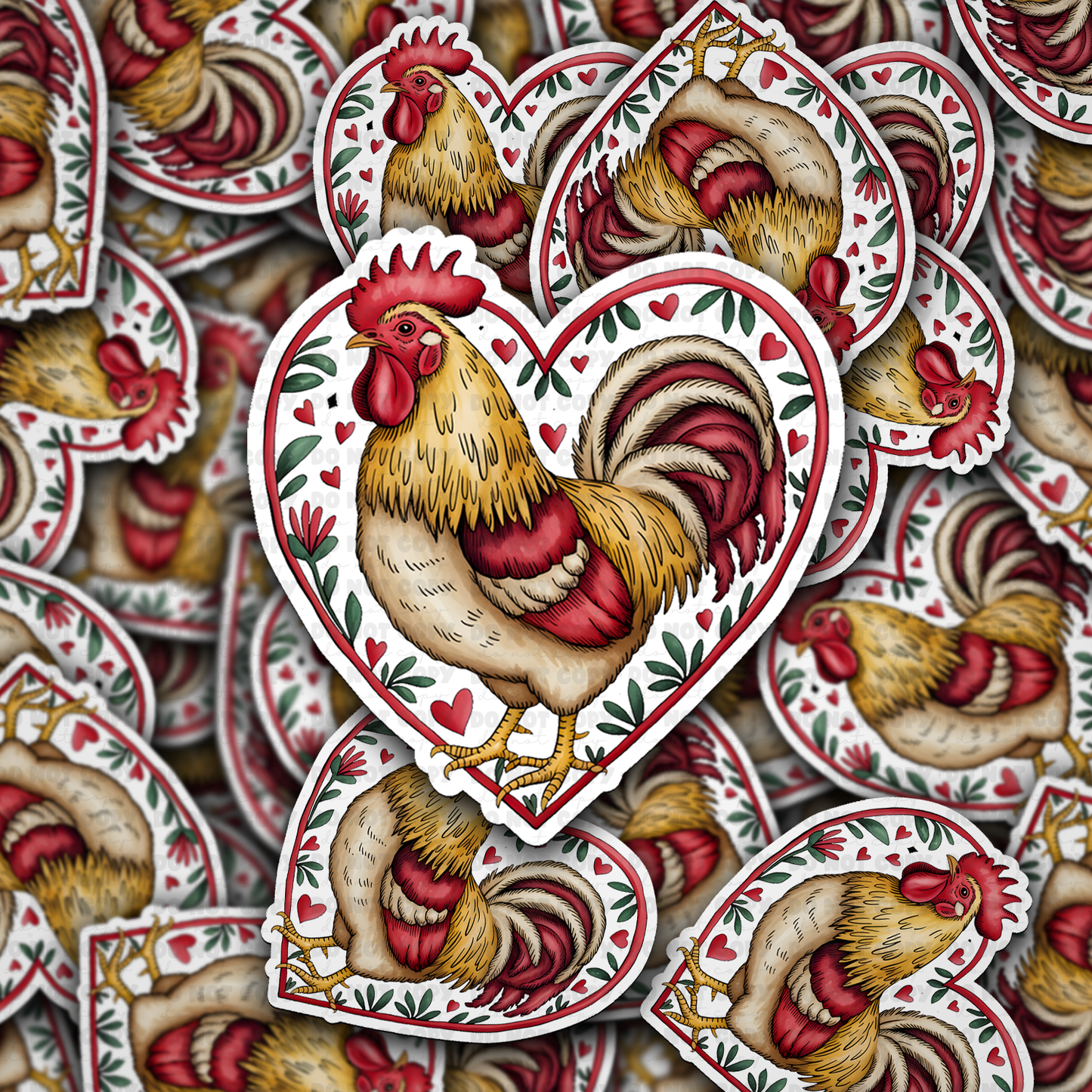 DS - 2543 Chicken with heart Die Cut Sticker
