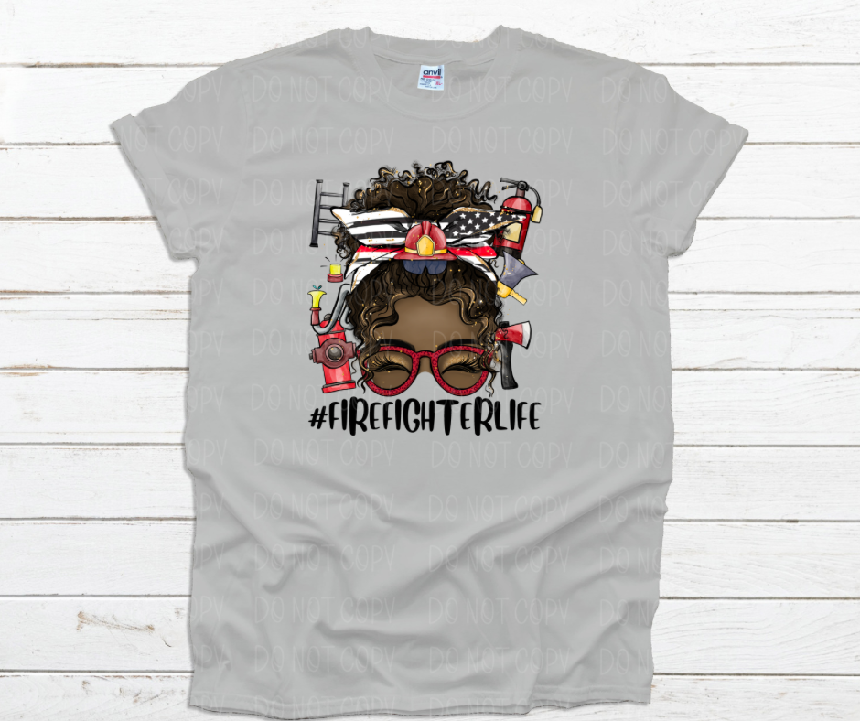 African American Firefighter Life messy bun *DREAM TRANSFER* DTF