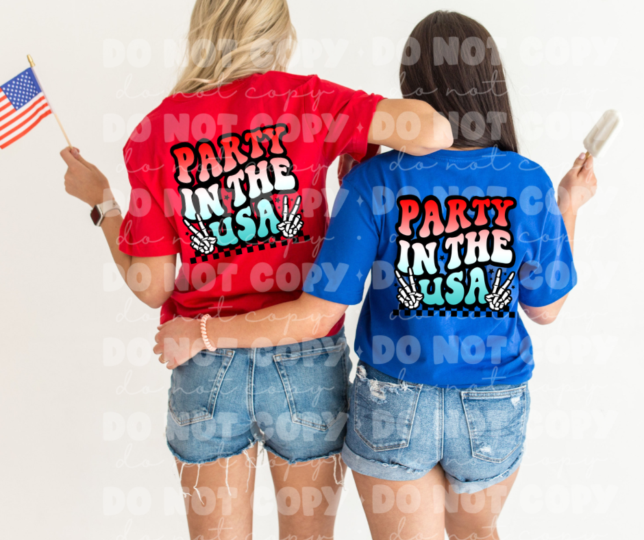 Party in the USA Skelly Hands Groovy *DREAM TRANSFER* DTF