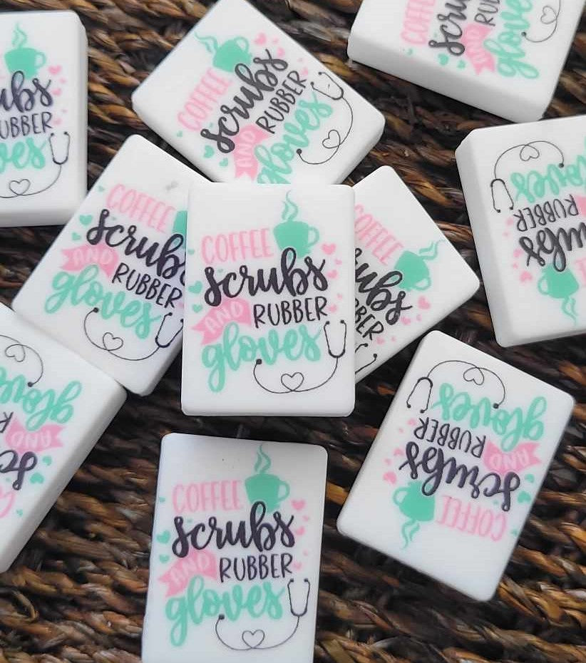 160 FB Coffee scrubs and rubber gloves Focal Bead