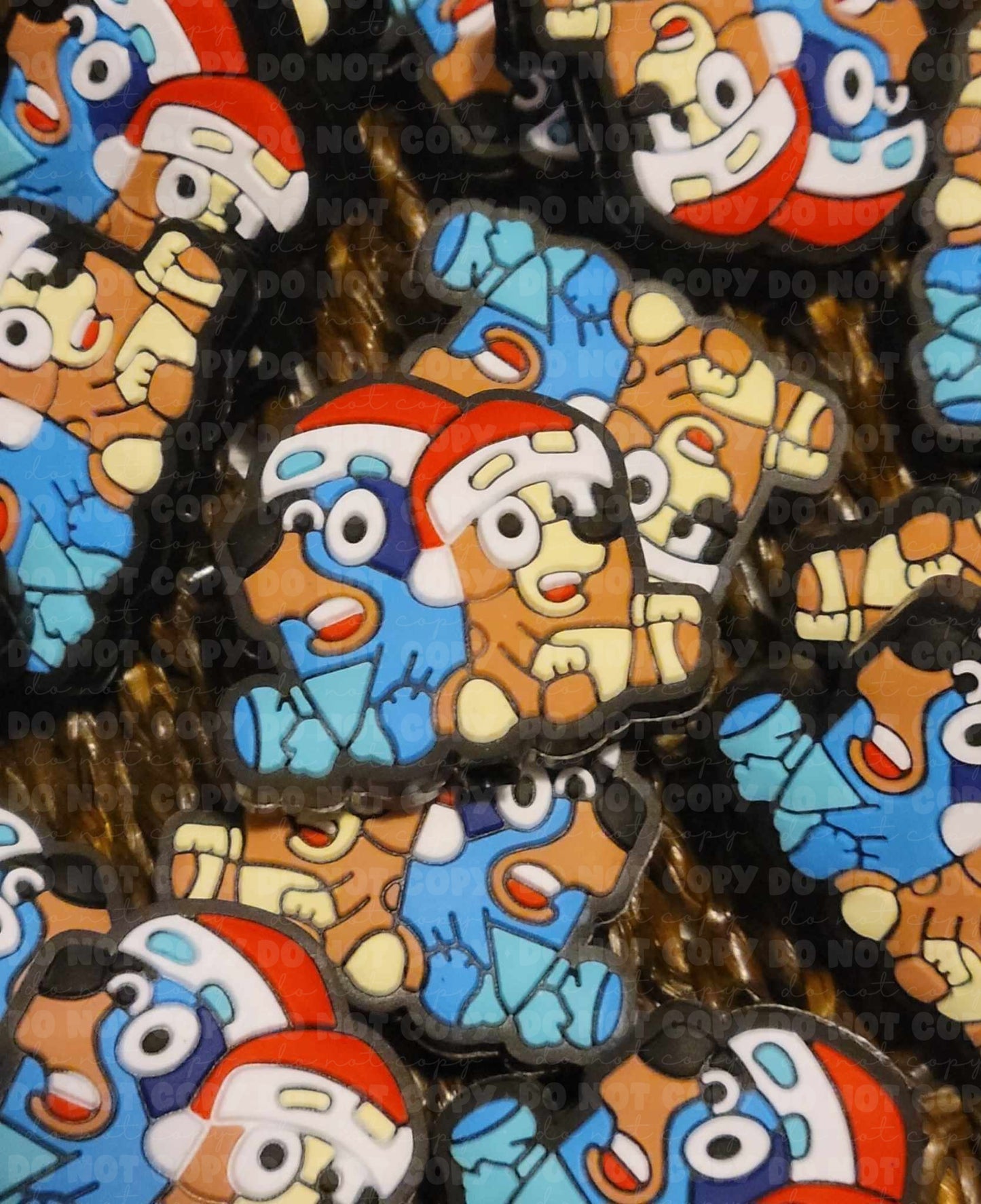 198 FB Christmas bingo with blue dog Focal Bead