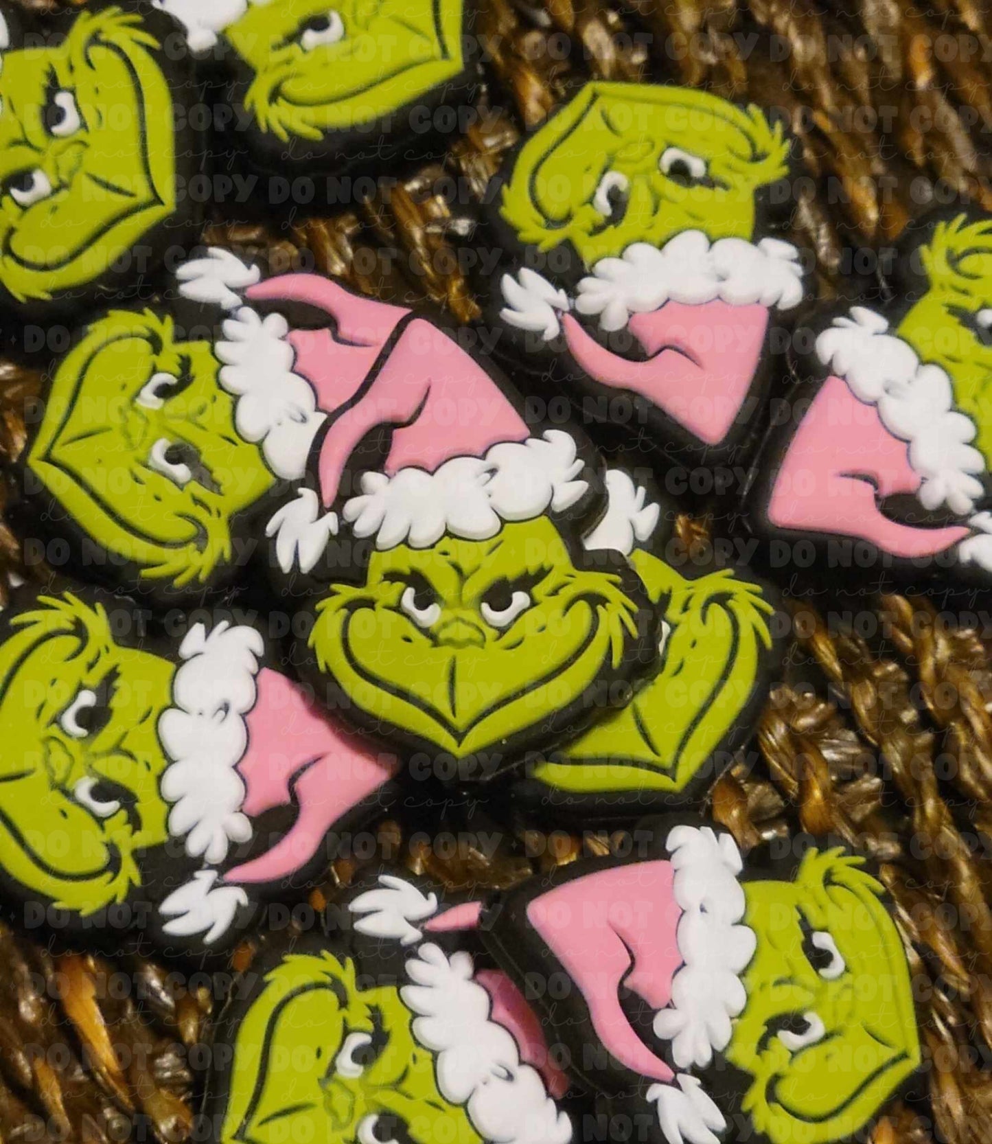 203 FB Christmas green dude with pink hat Focal Bead