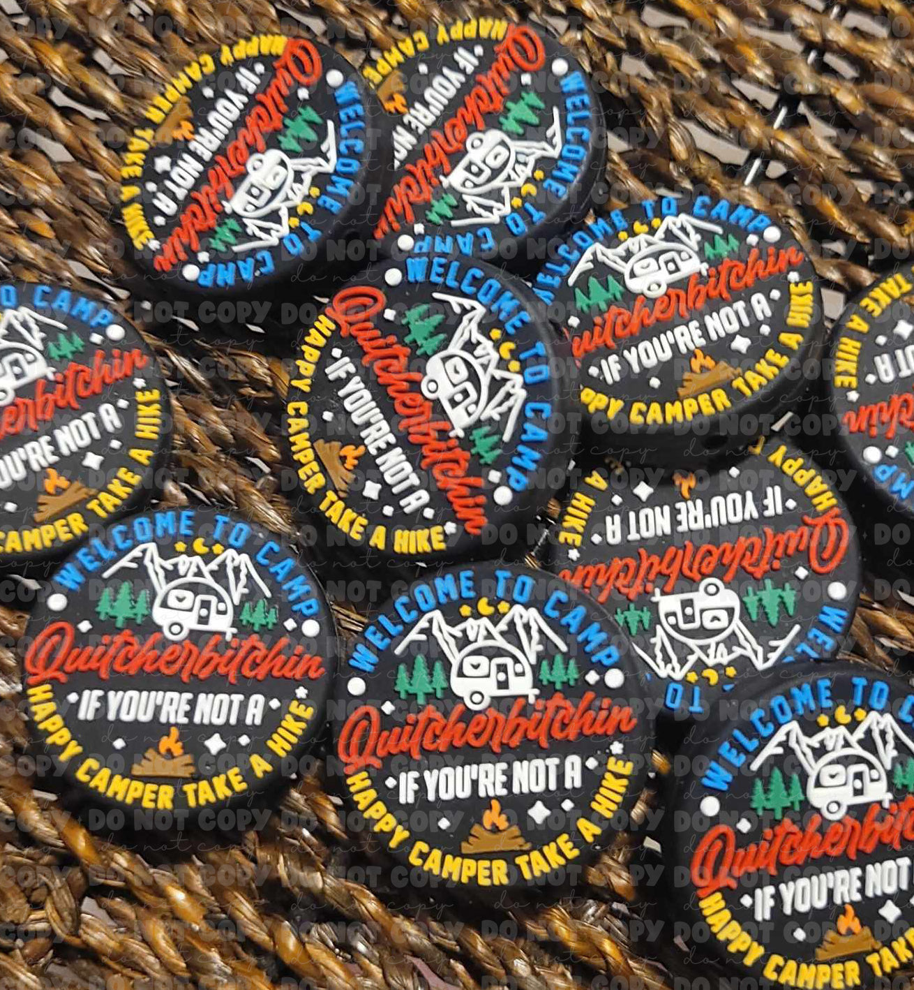 242 FB Welcome to camp quitcherbitchin Happy camper Focal Bead