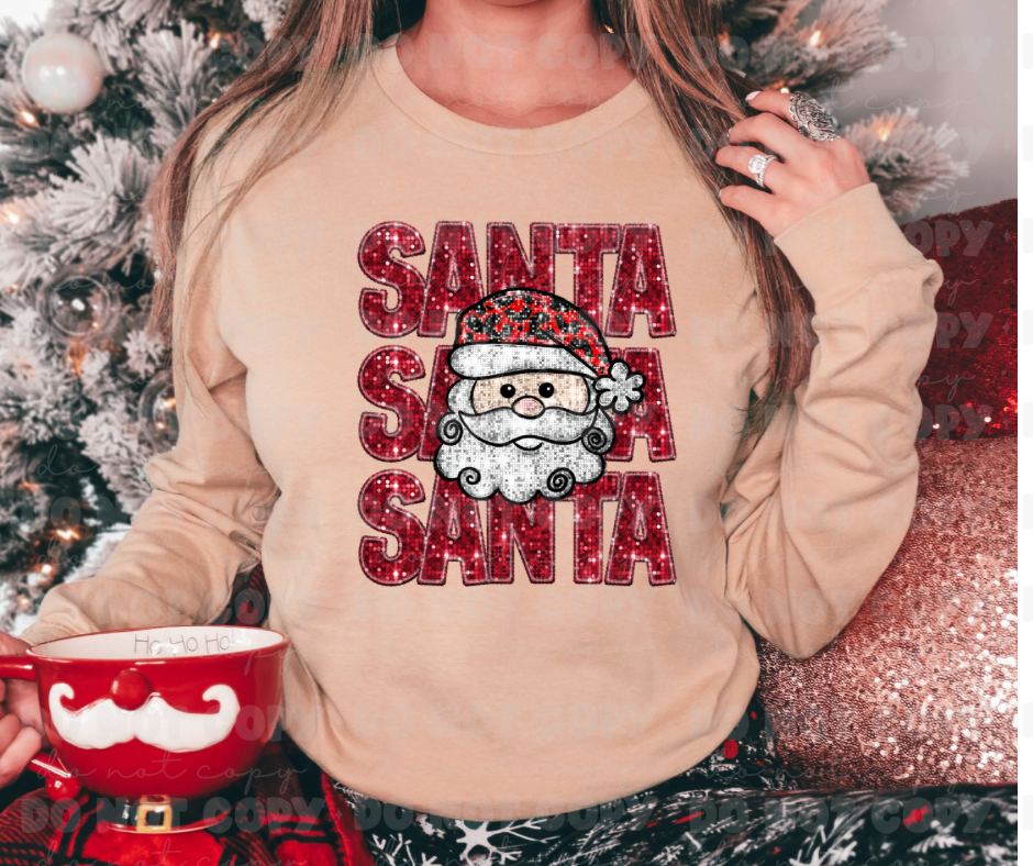 2896 Faux Glitter Santa Santa Santa *DREAM TRANSFER* DTF