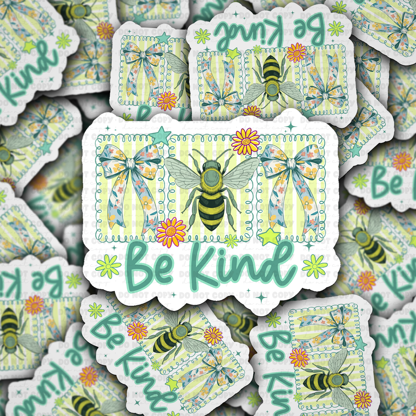 DS 2956 - Be kind, striped bee, mental health Die Cut sticker