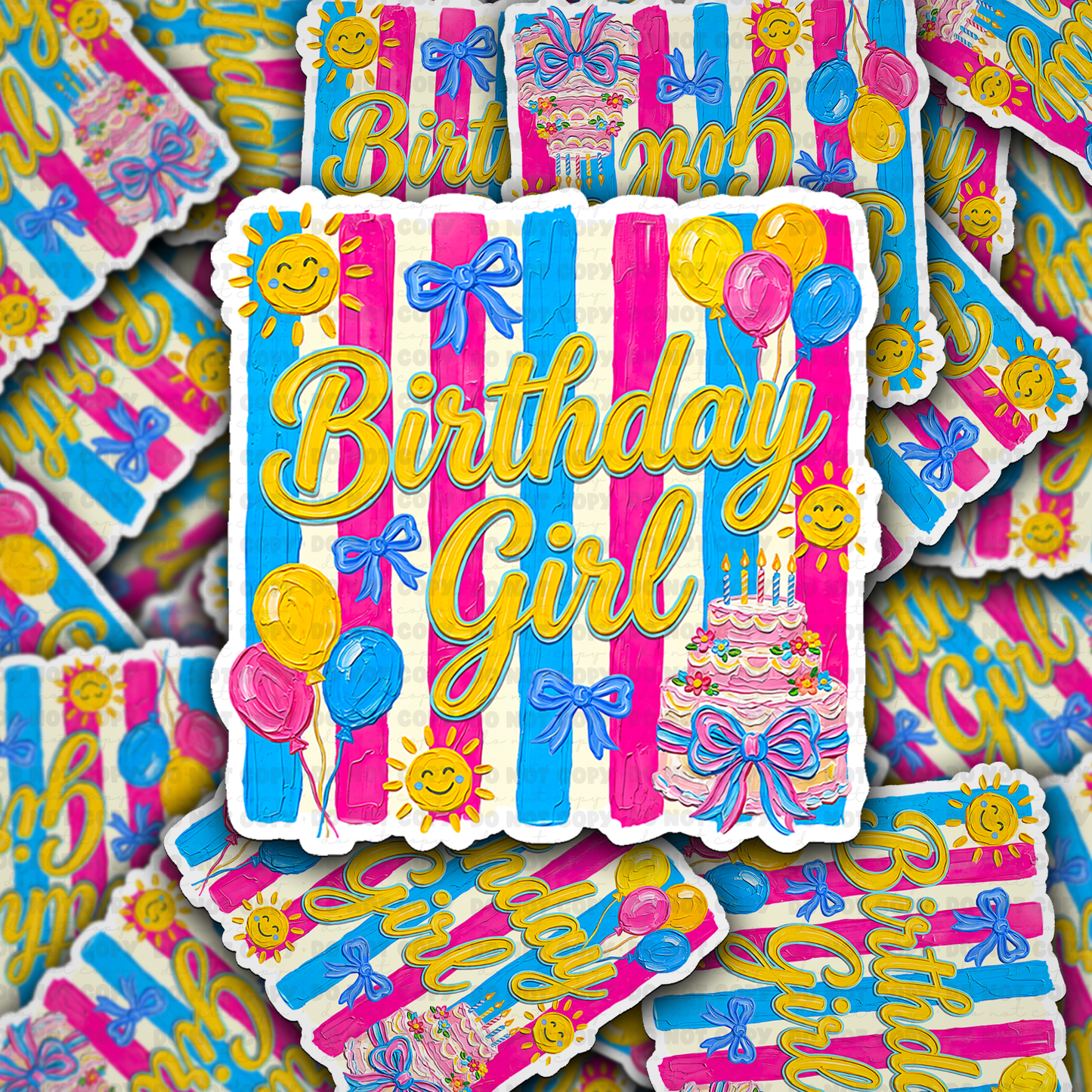 DS 3142 - Brushstroke Birthday Girl Die Cut sticker
