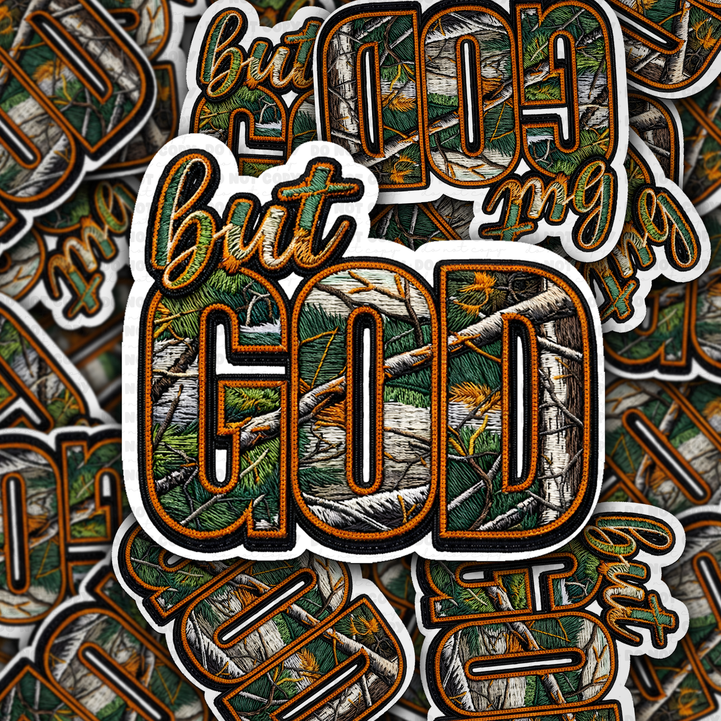DS 2864 - But God camo Die Cut sticker