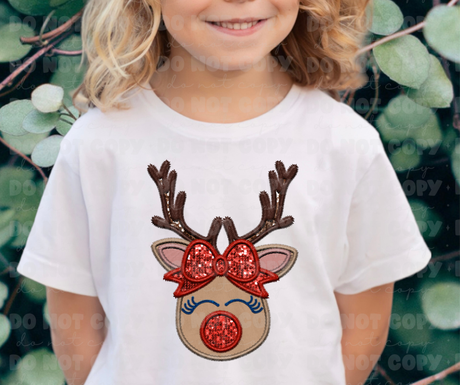 2915 Faux Glitter Girl Reindeer *DREAM TRANSFER* DTF