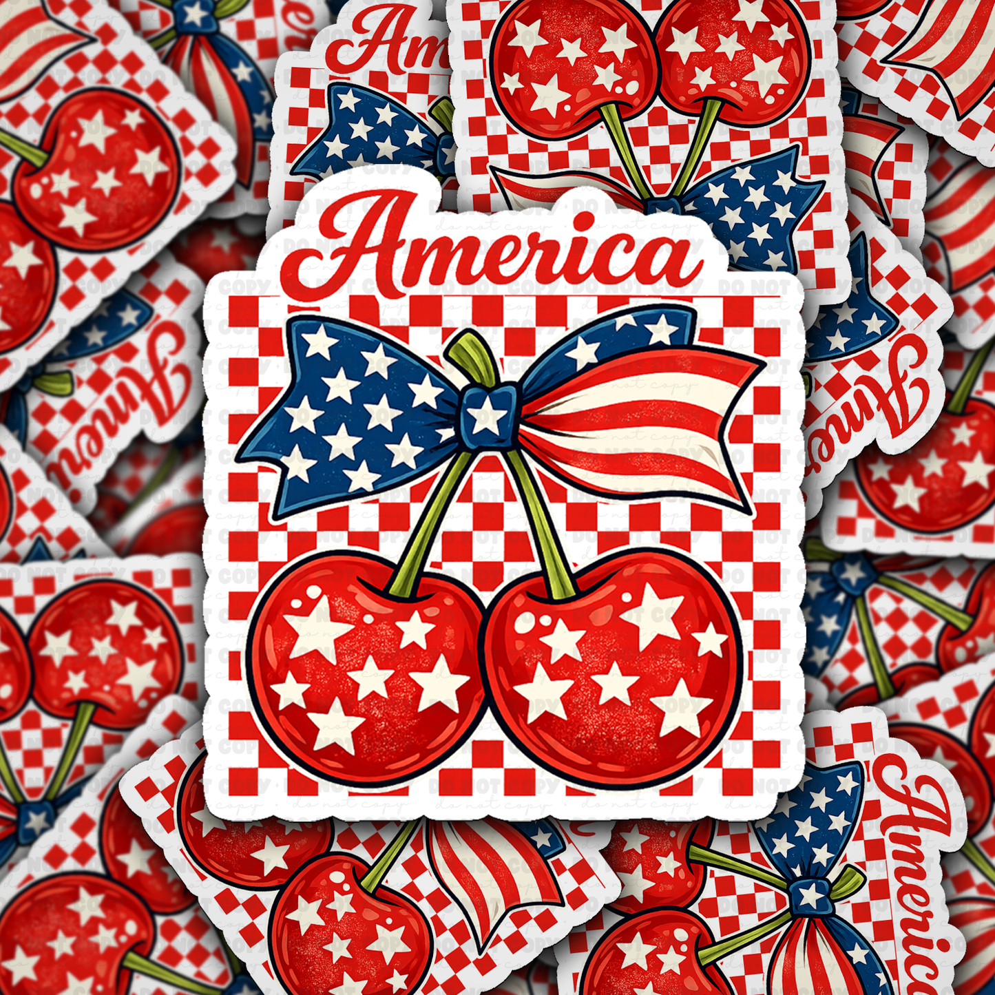 DS 2929 - American Flag Cherries Die Cut sticker
