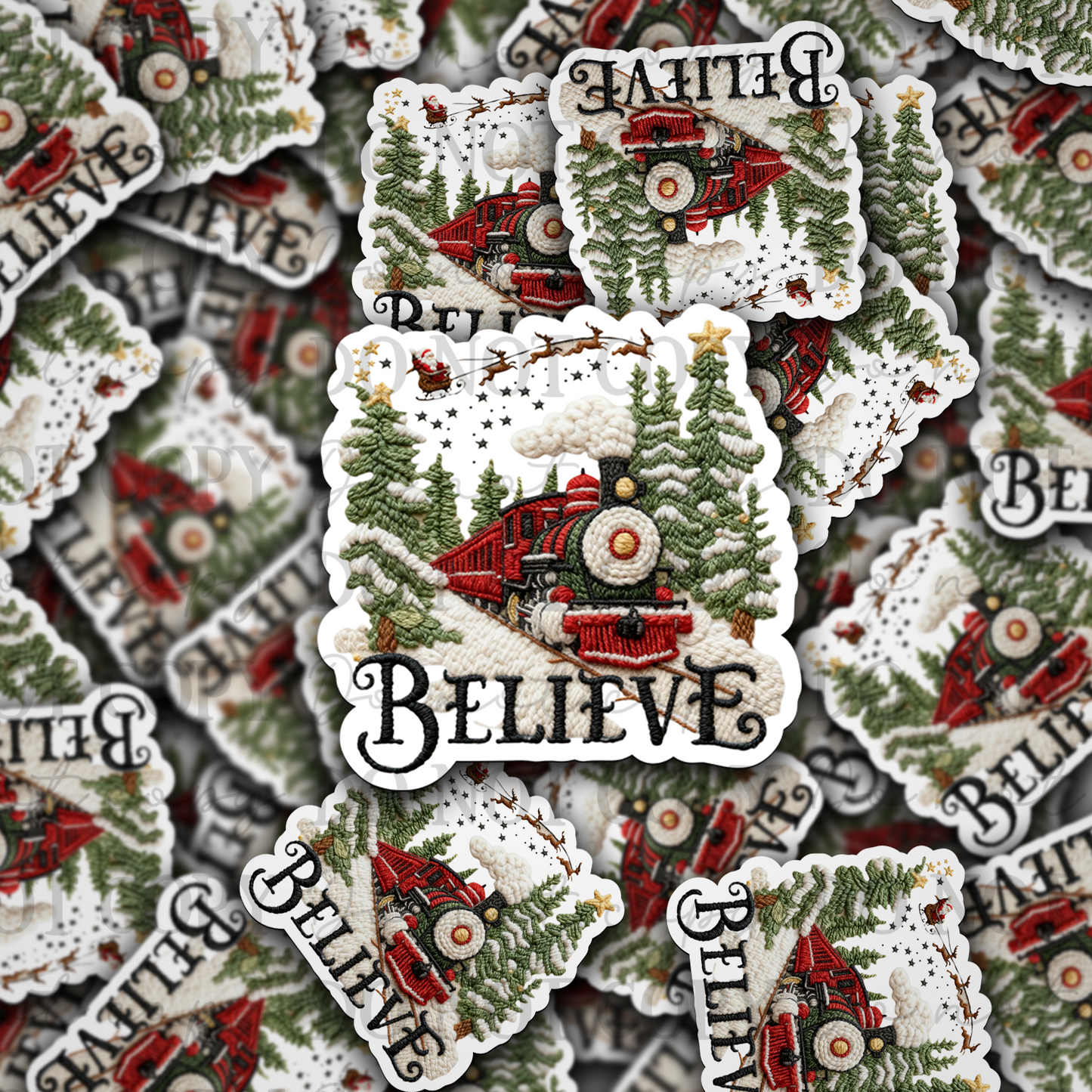 DC 2181 - Believe Christmas train Die Cut Sticker