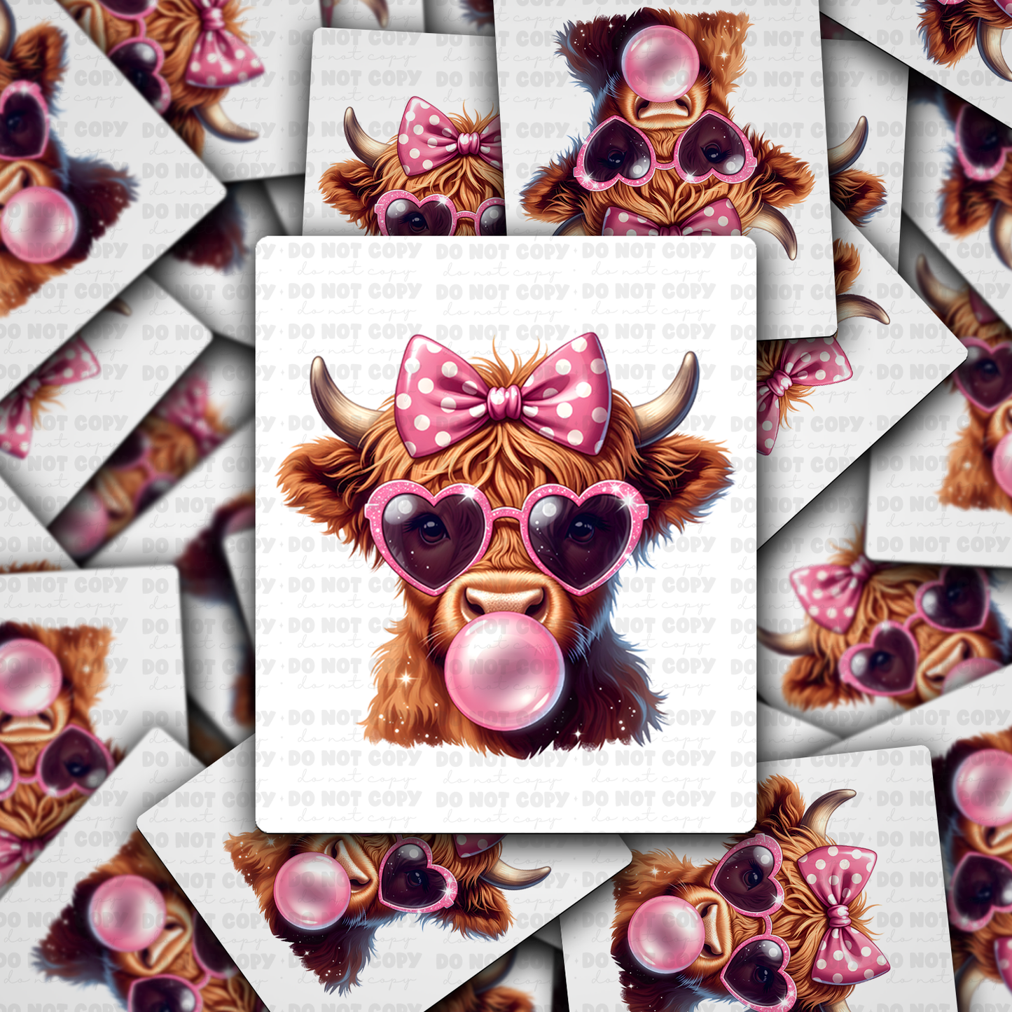 DS 2313 - Valentine highland cow with coquette bow Die Cut Sticker