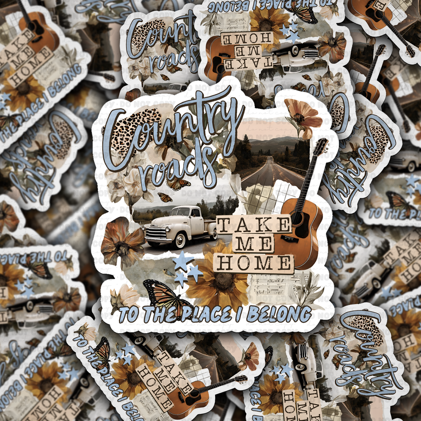DS - 2571 Country roads take me home Die Cut Sticker