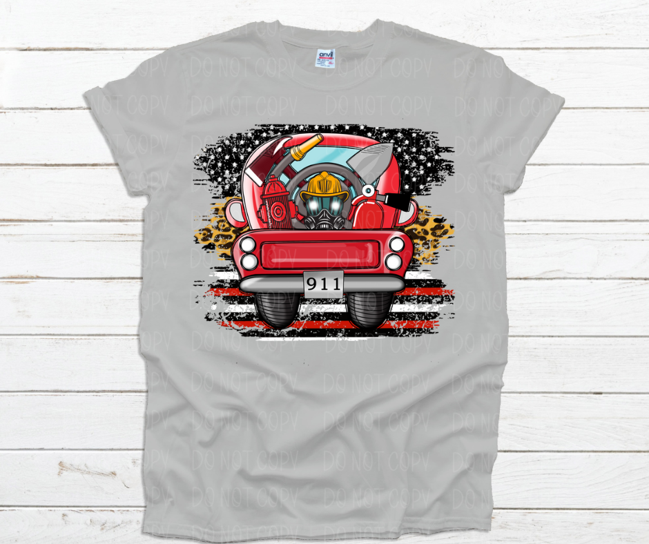 911 Red Truck Firefighter *DREAM TRANSFER* DTF