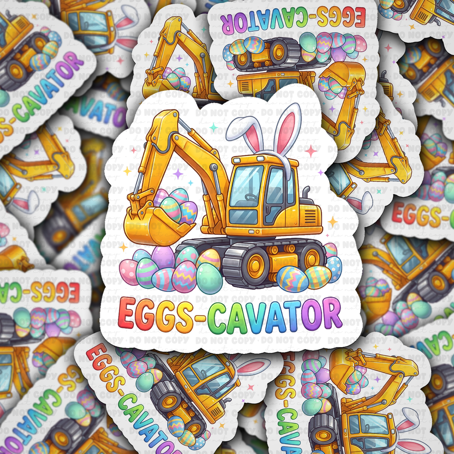 DS - 2656 Eggs-cavator Easter Die Cut sticker