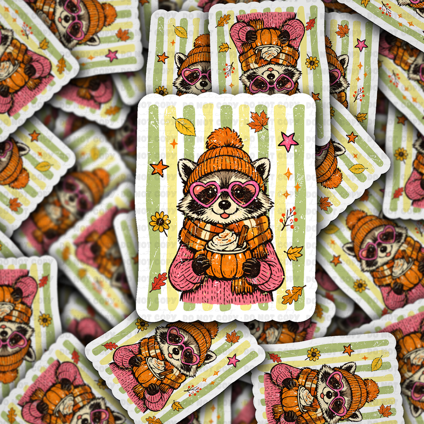 DS 3246 - Fall Raccoon Die Cut sticker