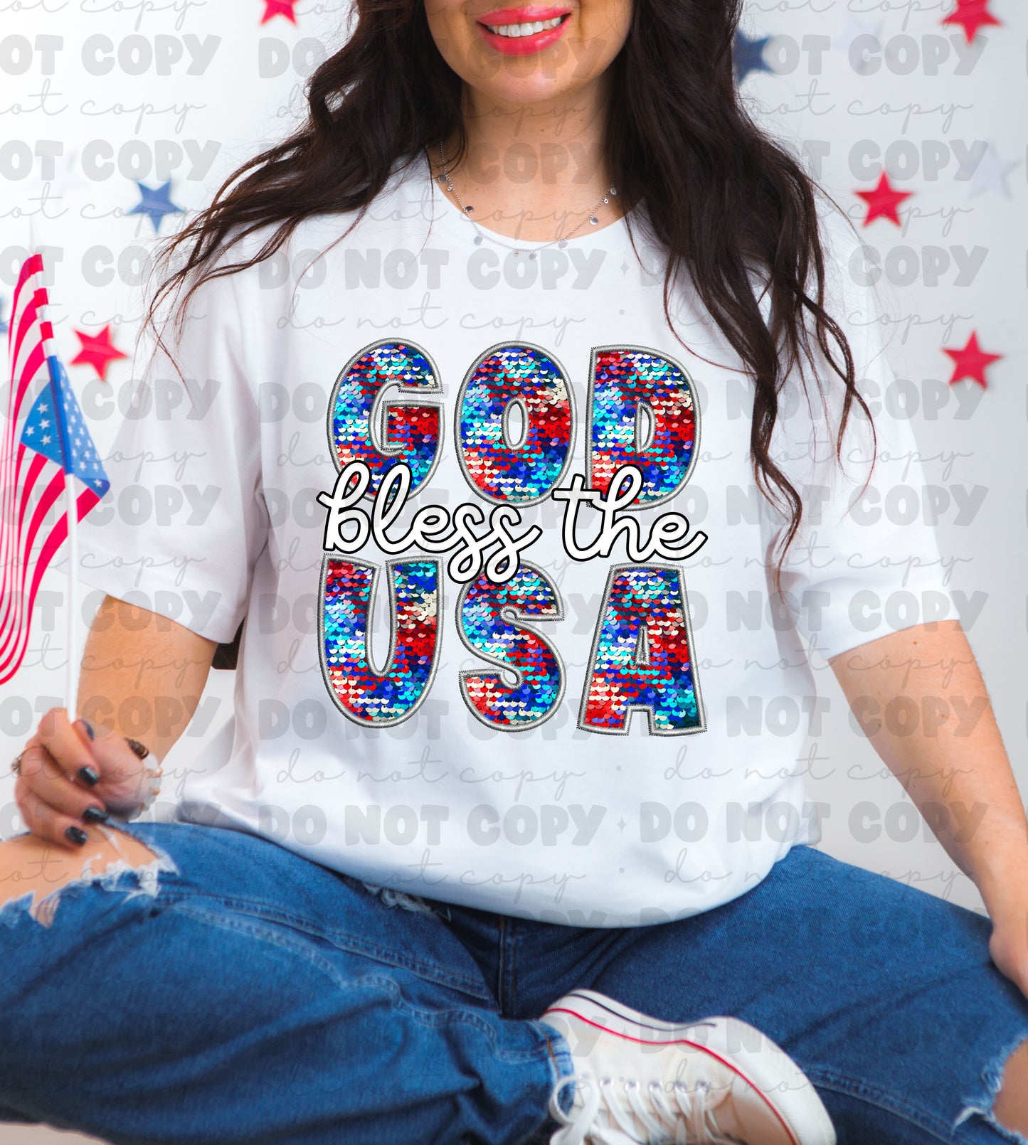 4141 God Bless the USA Sequin *DREAM TRANSFER* DTF
