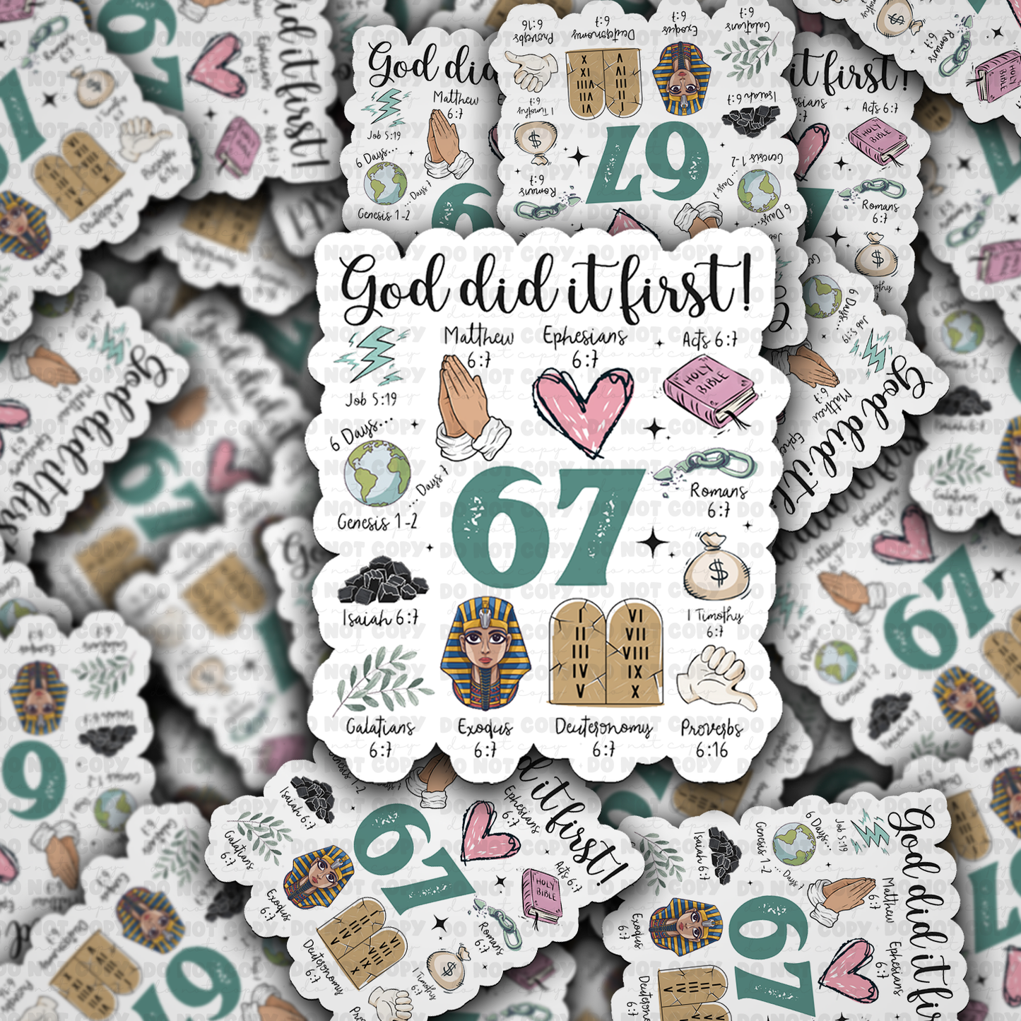 DS - 2422 God did it first 67 Die Cut Sticker