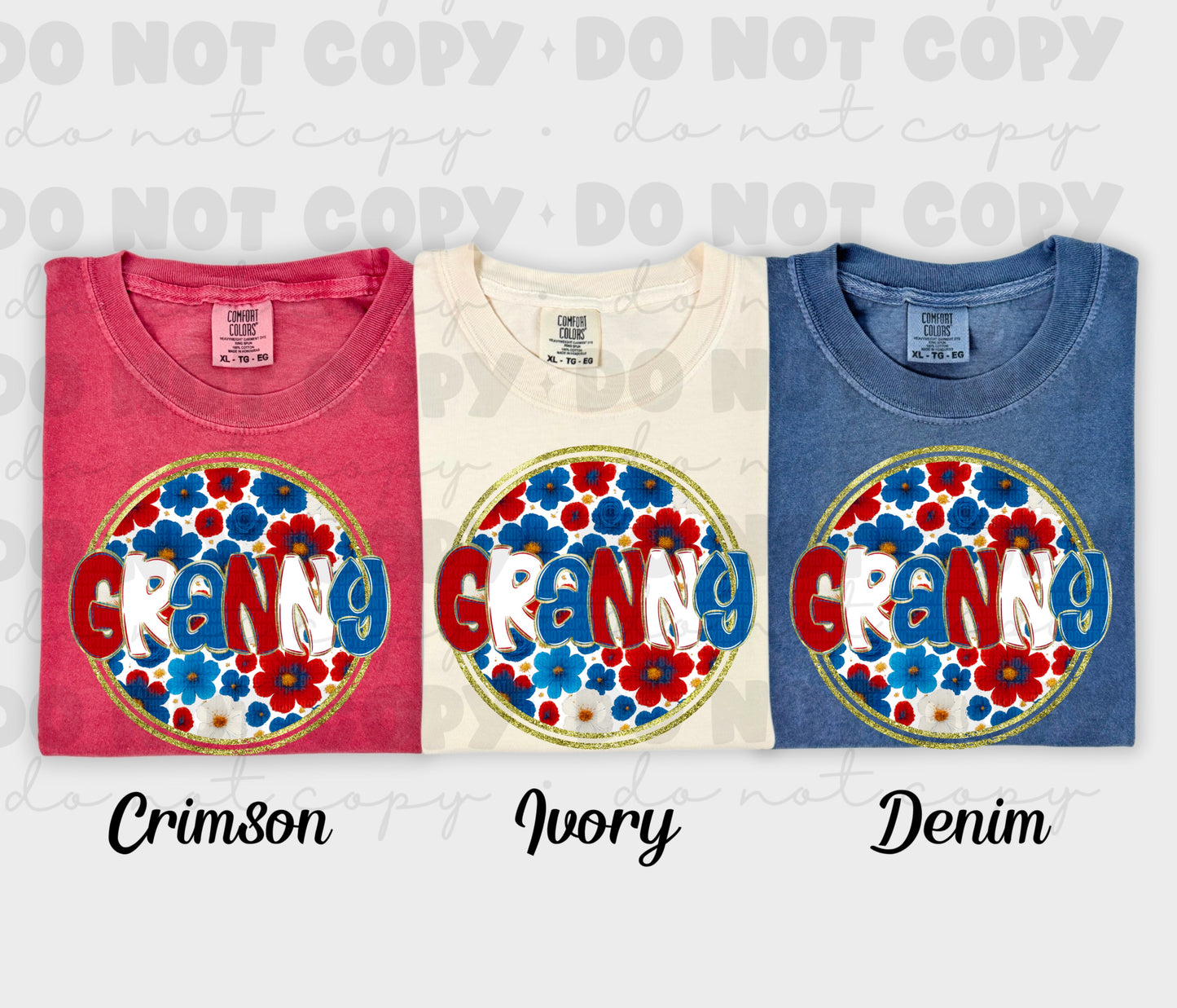 6012 - Granny floral 4th of July *DTF Transfer