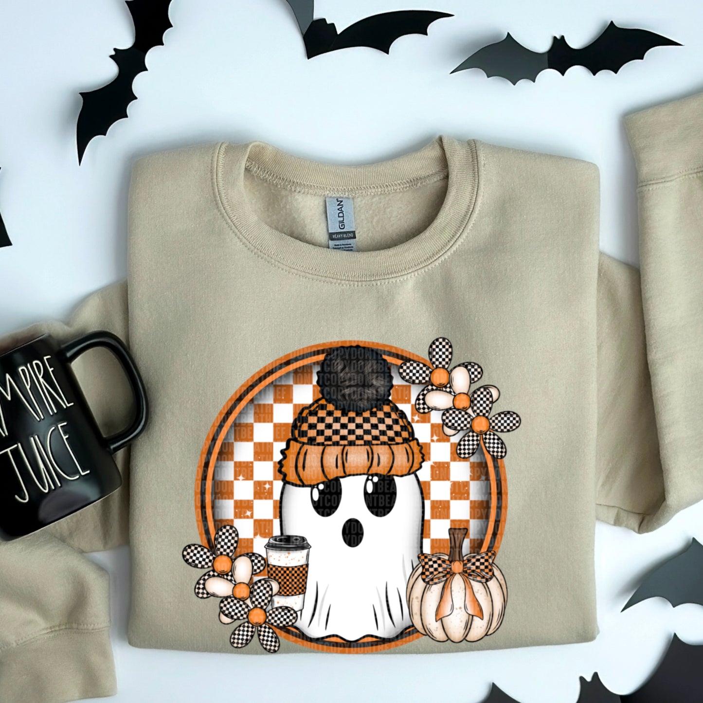 4702 Retro ghost with pumpkin and coffee *DREAM TRANSFER*