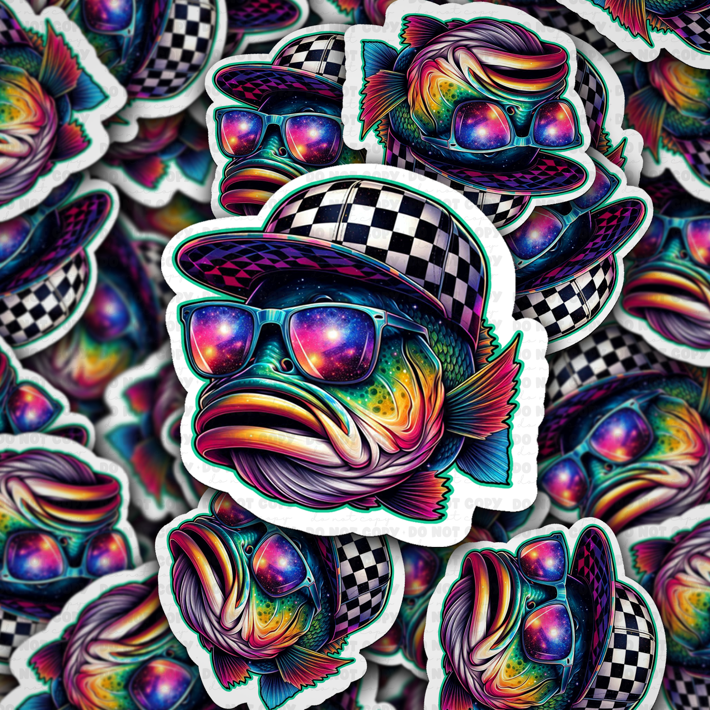 DC 2354 - Fish with hat Die Cut Sticker