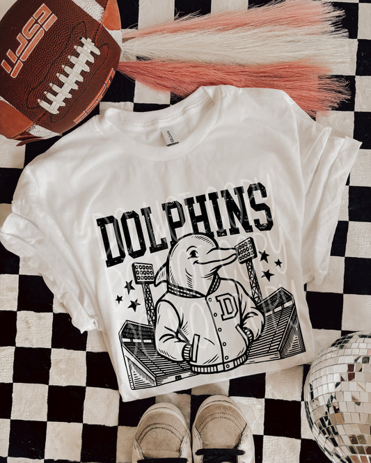 6261 - Dolphins Letterman varsity mascot * DTF Transfer