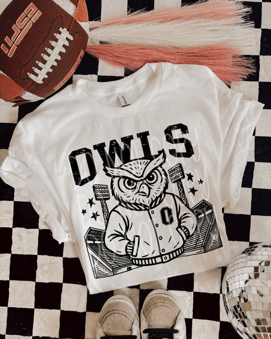 6260 - Owls Letterman varsity mascot * DTF Transfer