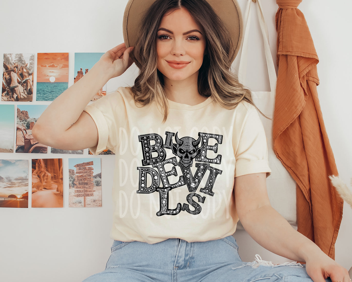 4323 Blue Devils mascot faux rhinestone *DREAM TRANSFER* DTF