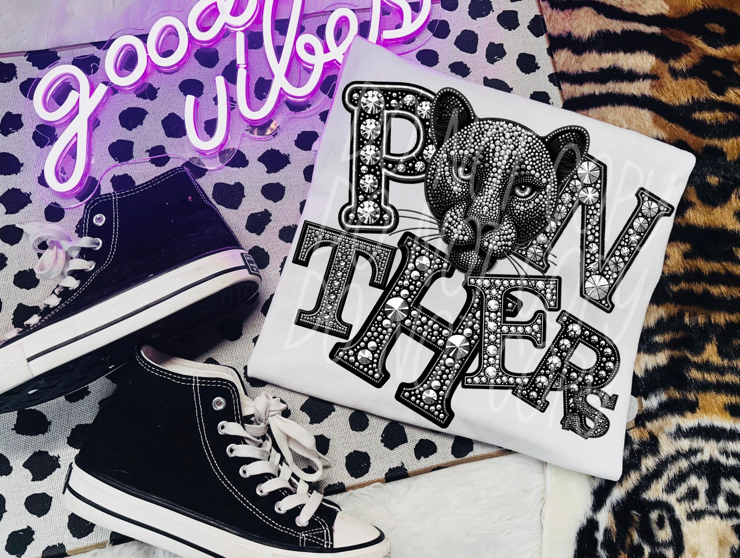 4329 Panthers mascot faux rhinestone *DREAM TRANSFER* DTF