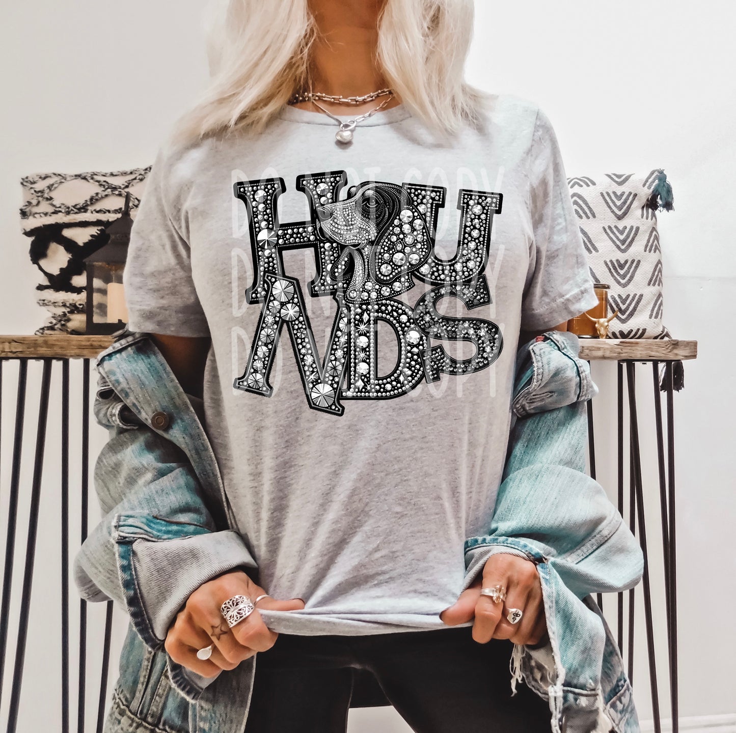 4376 Hounds mascot faux rhinestone *DREAM TRANSFER* DTF