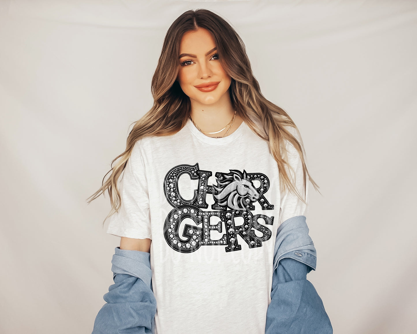 4392 Chargers mascot faux rhinestone with horse *DREAM TRANSFER* DTF