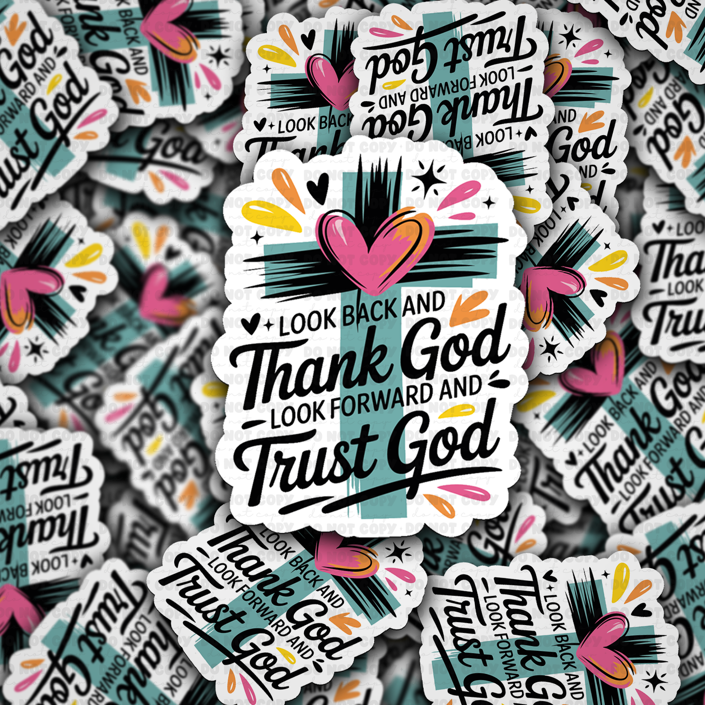 DS - 2501 Look back and thank God look forward and thank God Die Cut Sticker