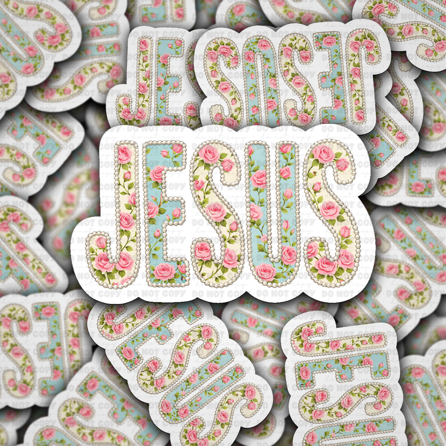 DS 2841 - Jesus floral Die Cut sticker