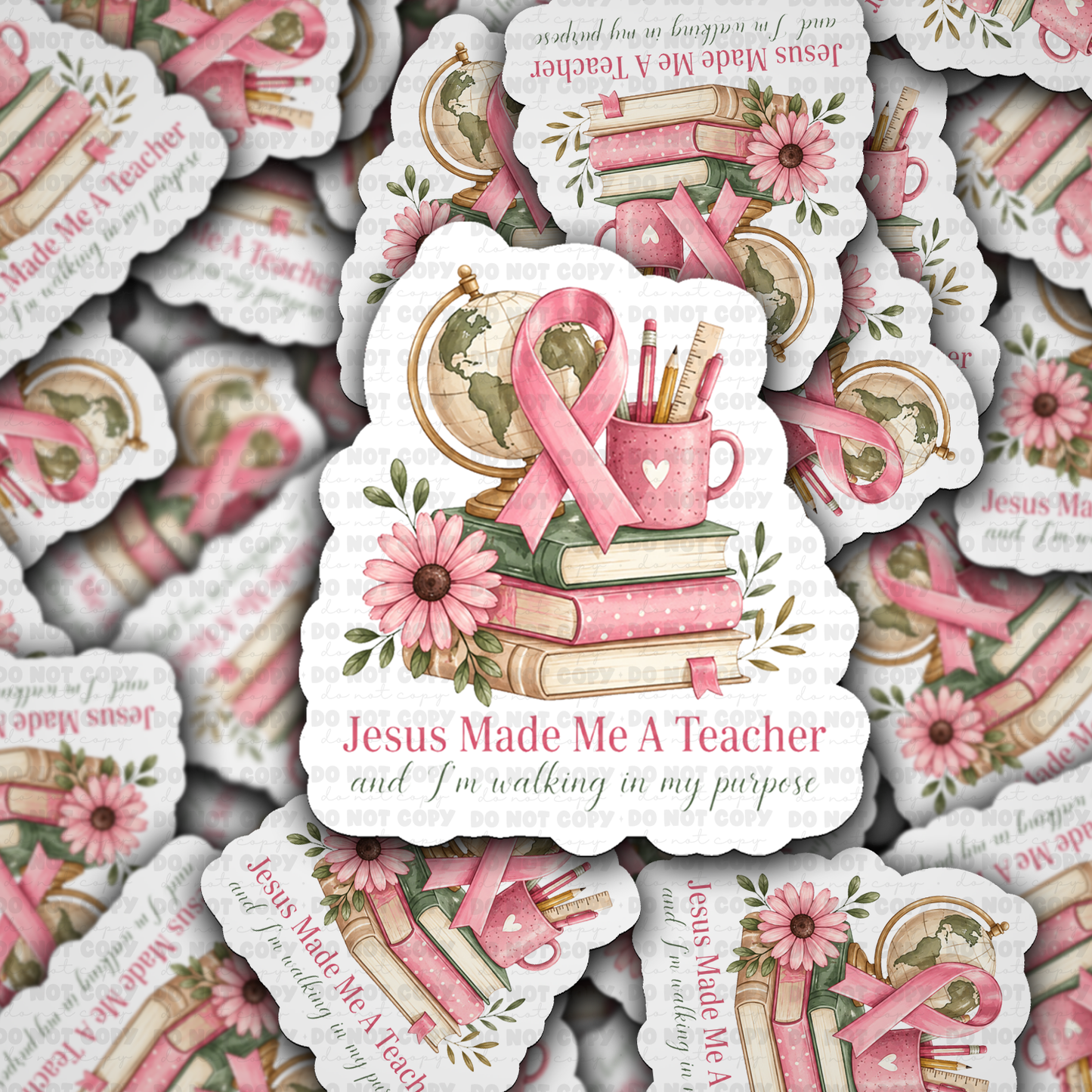 DS 3249 - Jesus made me a teacher Die Cut sticker