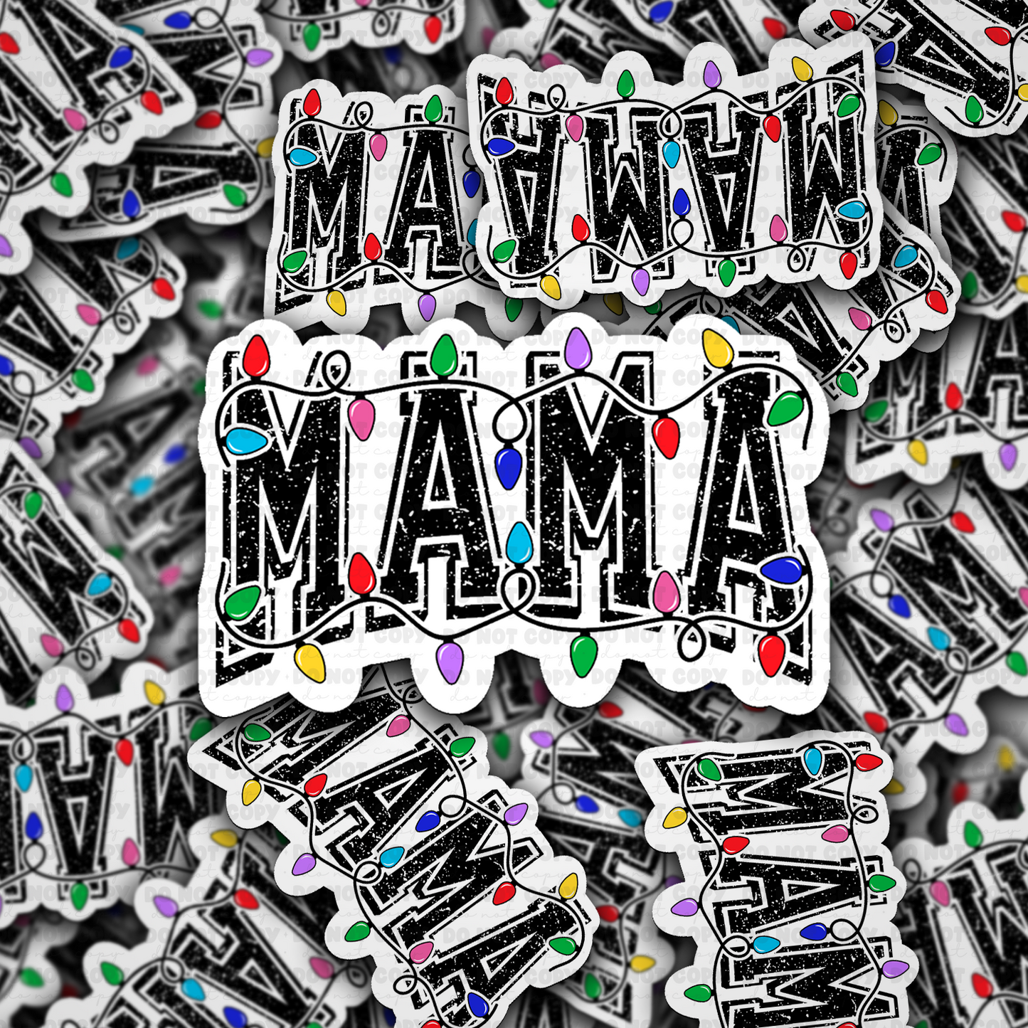 DC 2200 - Mama Christmas lights Die Cut Sticker