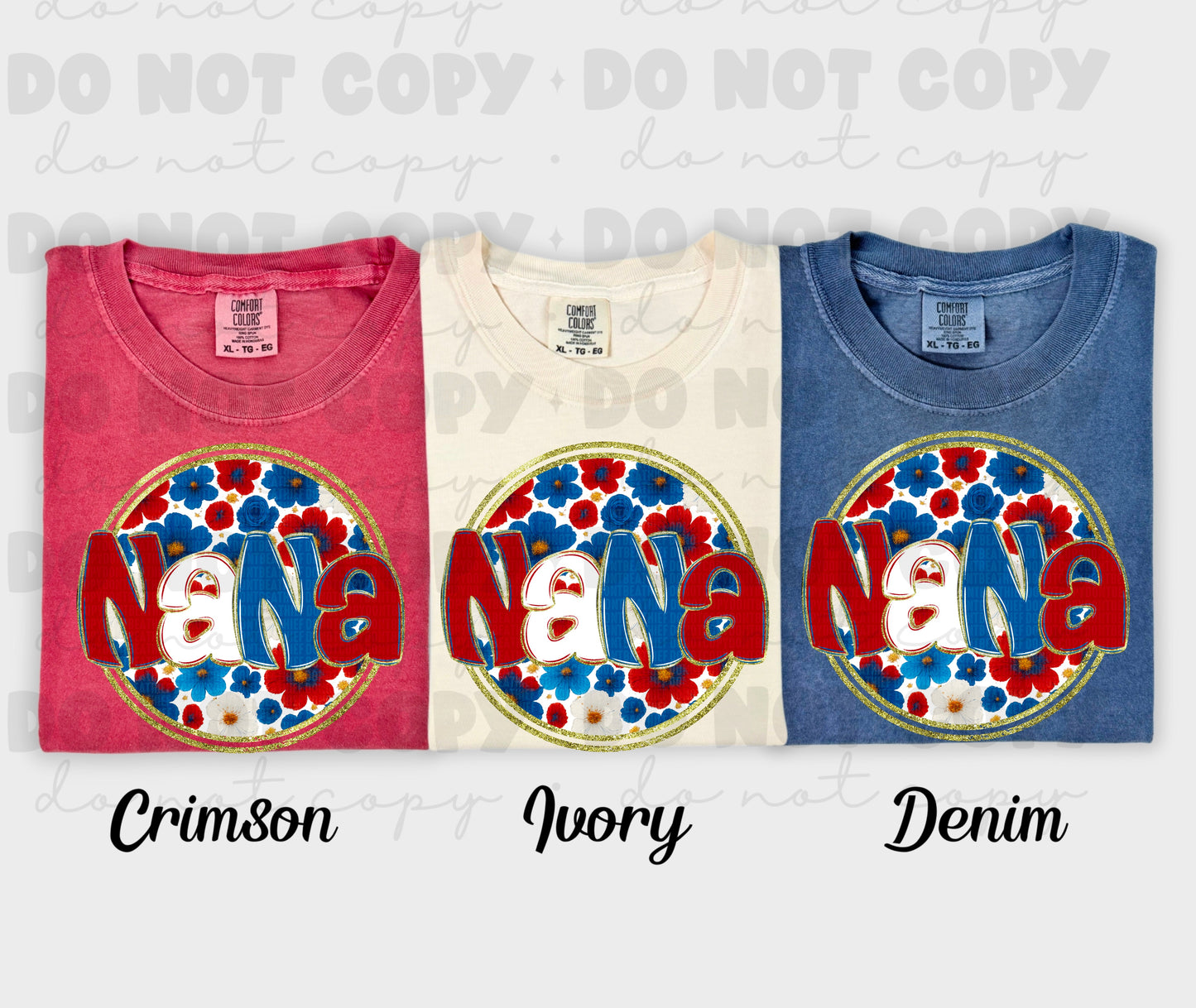 6014 - Nana floral 4th of July *DTF Transfer