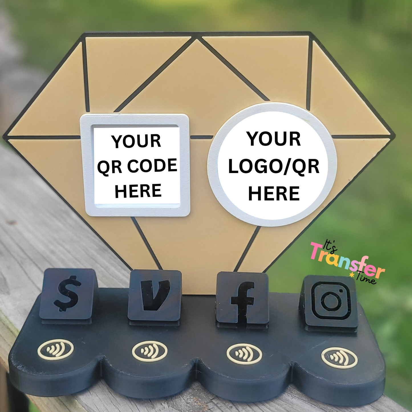 Custom shape Social Media and Payment Stand - Tap to go to Business Info *Custom to fit your brand*