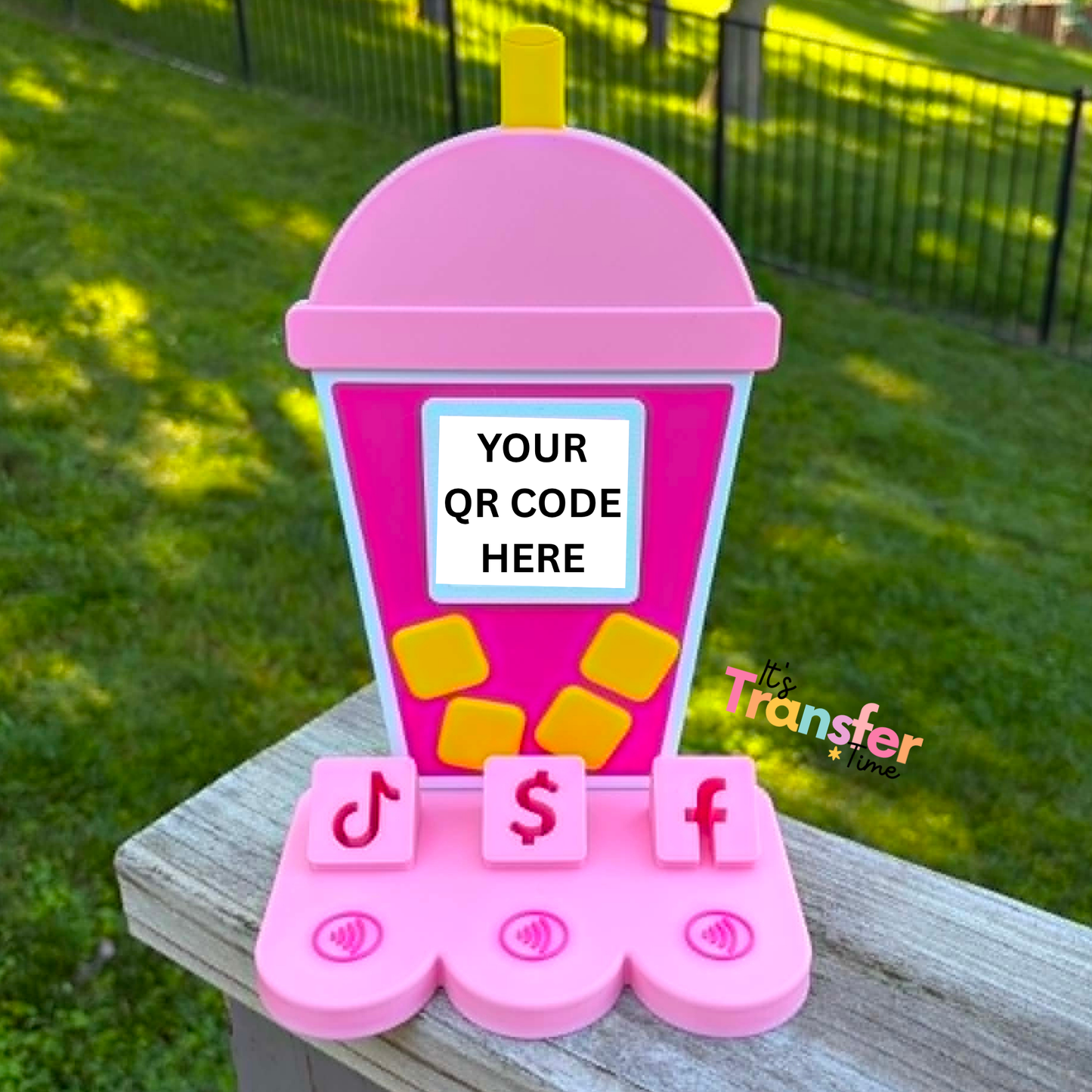 Custom Cup Social Media and Payment Stand - Tap to go to Business Info *Custom to fit your brand*