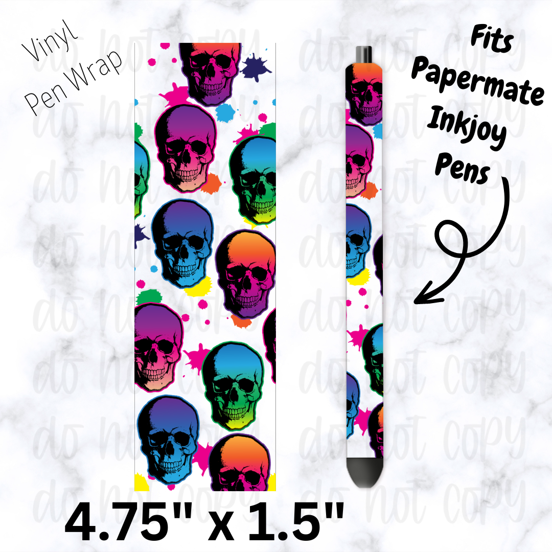 Rainbow Skull Splatter pen wrap