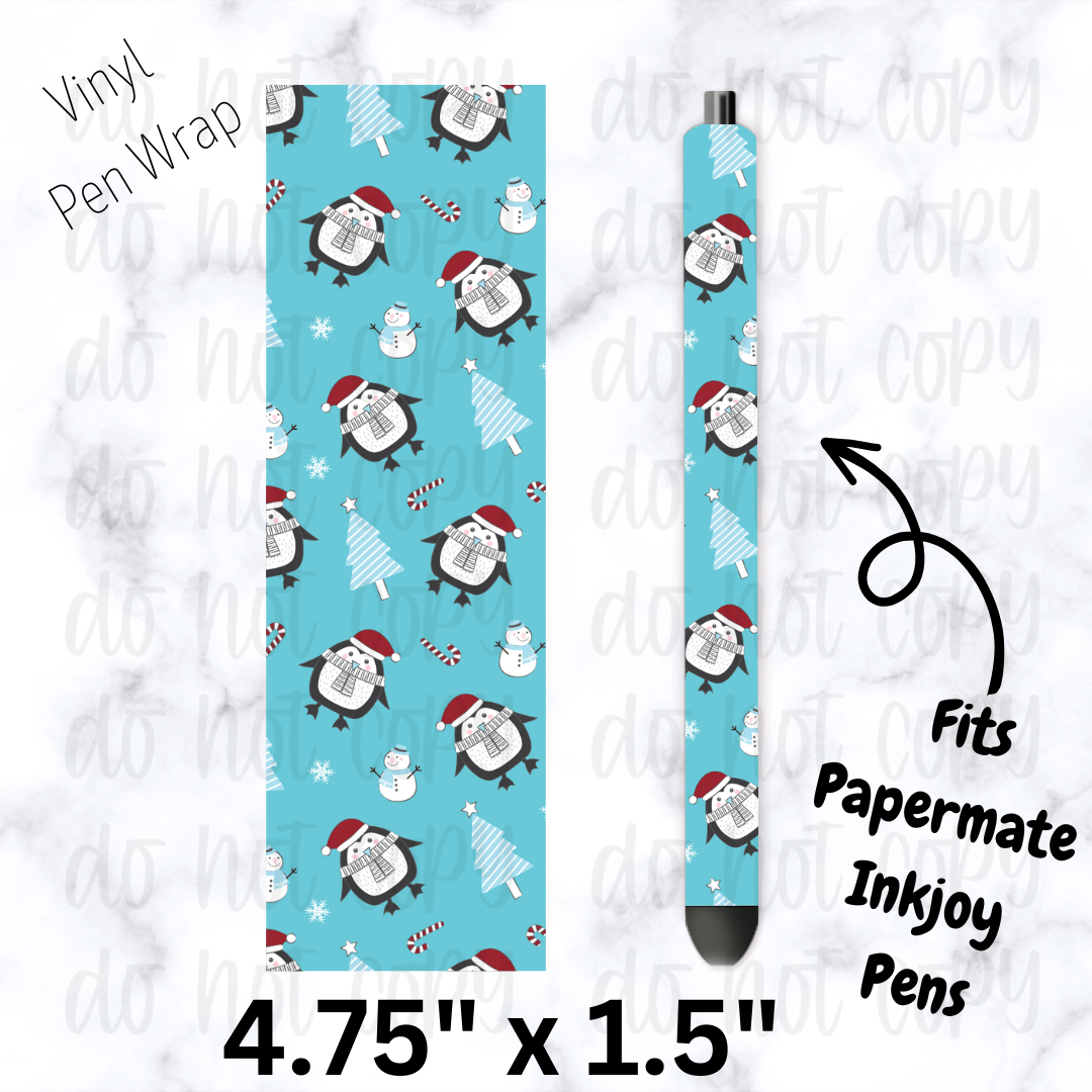 pw162 Christmas Penguin Winter Pen Wrap