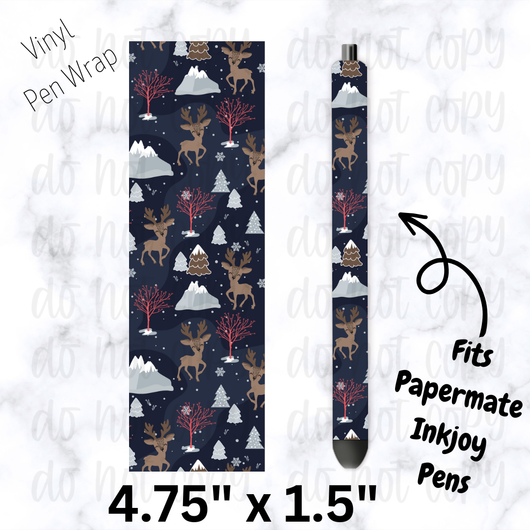 pw175 Winter Snow Deer Pen Wrap