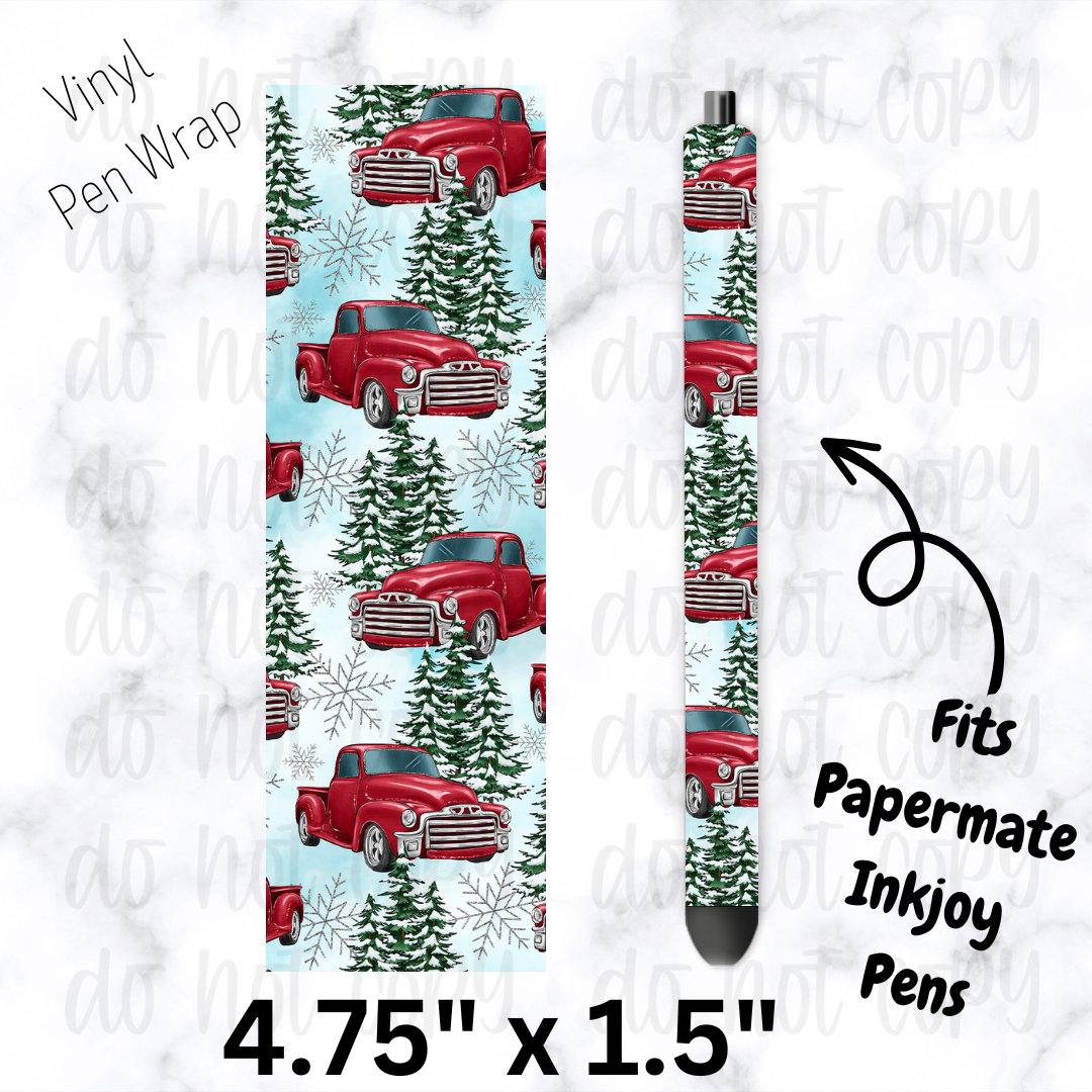 pw204 Christmas Red Truck Pen Wrap