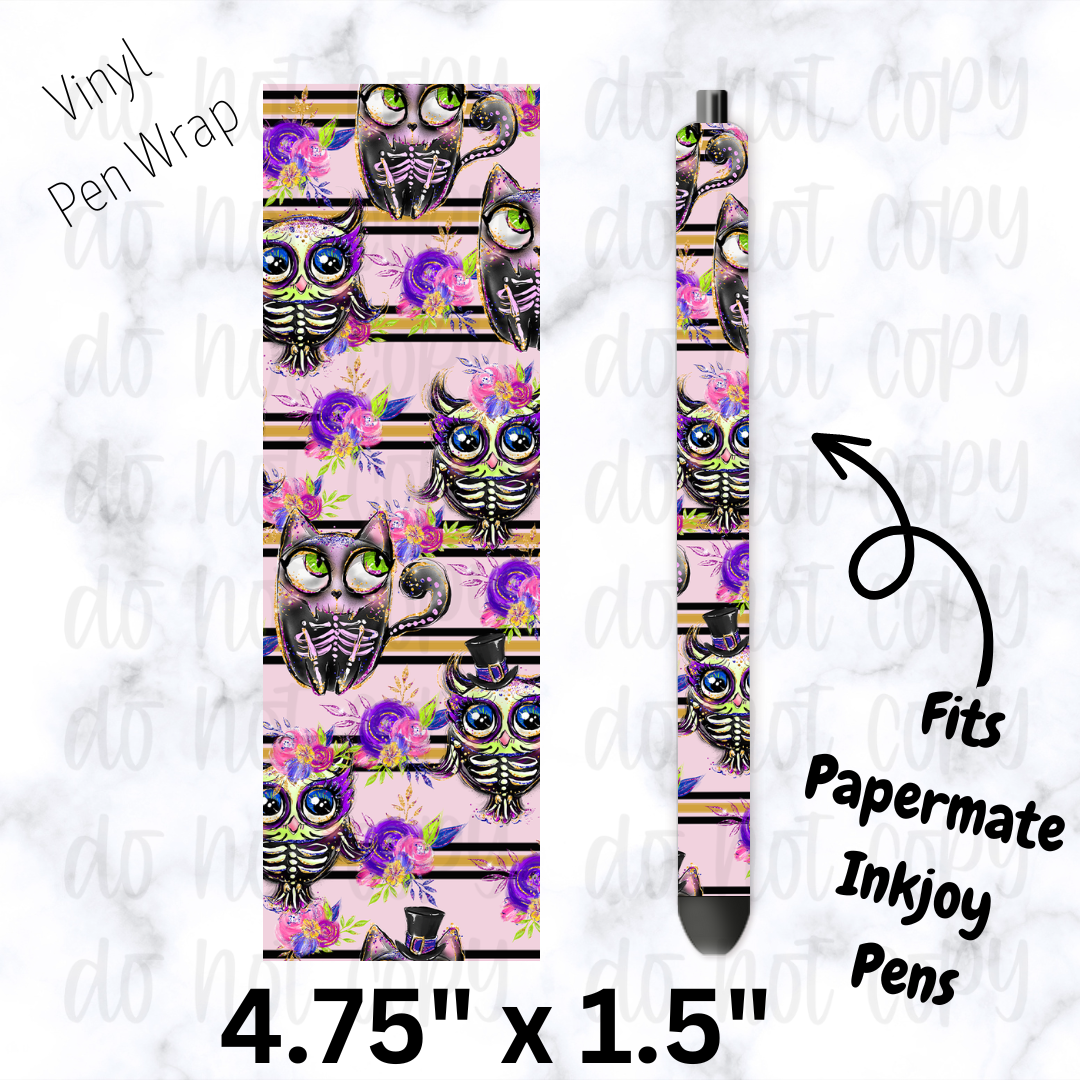 pw222 Halloween Neon Owl Pen Wrap