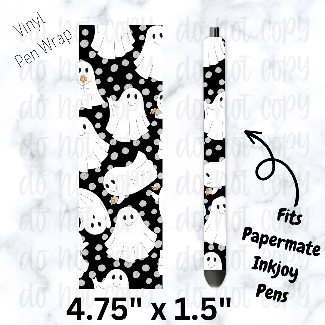 pw232 Cute ghost Flowers Pen Wrap