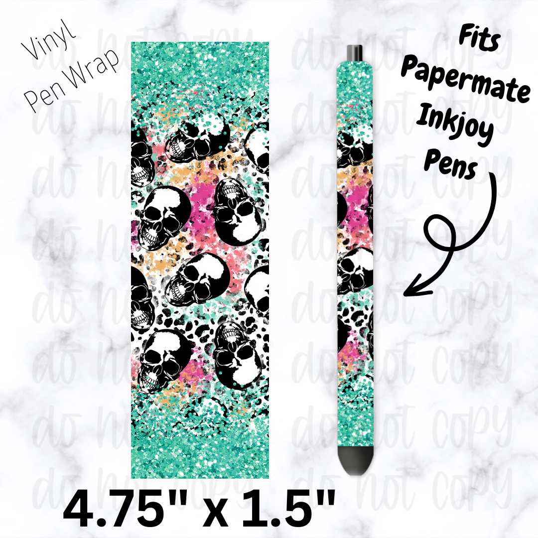 Teal skull pen wrap