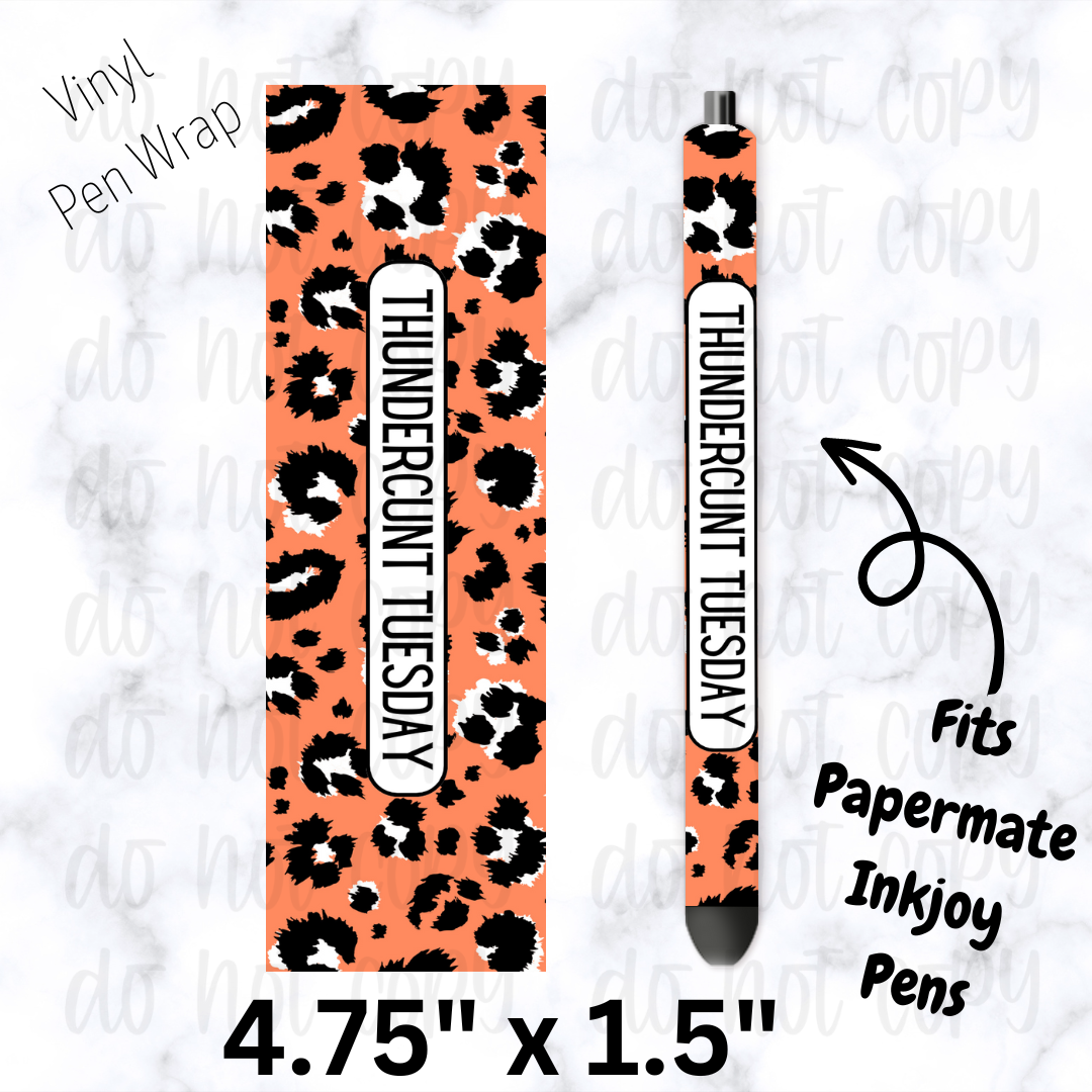 Thundercunt Tuesday cheetah coral orange Pen Wrap
