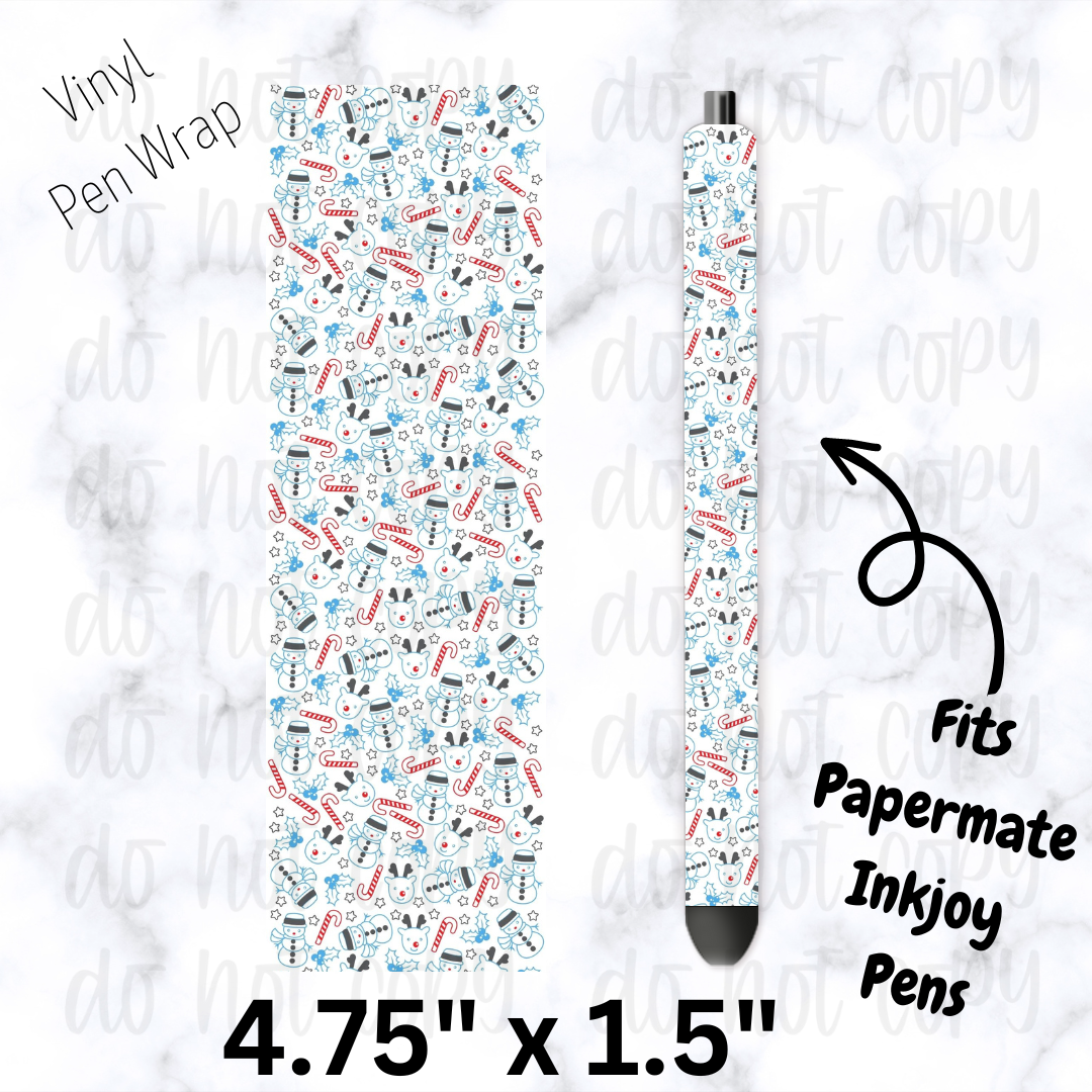 Blue Christmas doodles Pen Wrap